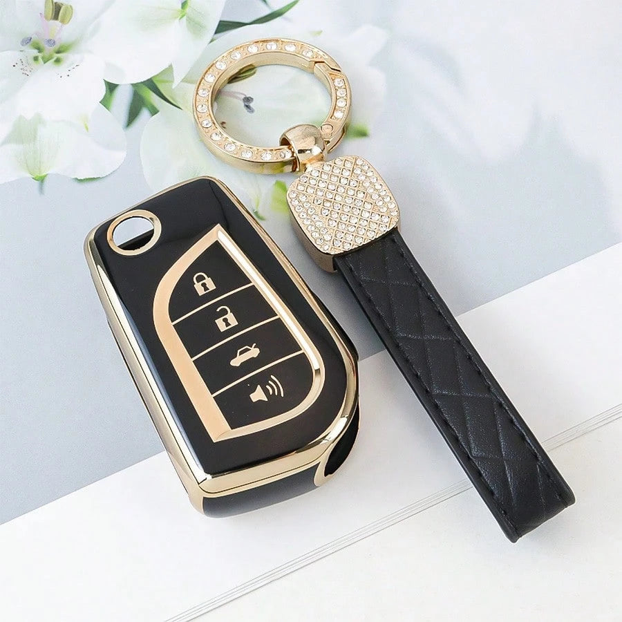 TPU Car Key FOB Cover Key Shell Protection Case With Keychain For T O Y O T A For Fortuner For Tundra For Camry For RAV4 For Highlander Smart Key Holder Dustproof And Anti Fall High-End Fashionable Ke