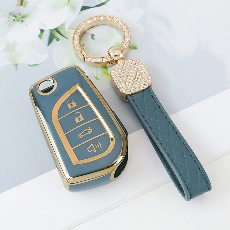 TPU Car Key FOB Cover Key Shell Protection Case With Keychain For T O Y O T A For Fortuner For Tundra For Camry For RAV4 For Highlander Smart Key Holder Dustproof And Anti Fall High-End Fashionable Ke
