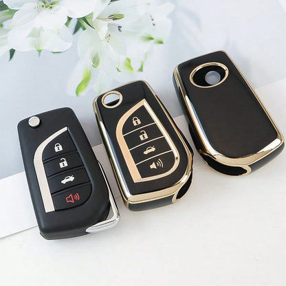TPU Car Key FOB Cover Key Shell Protection Case With Keychain For T O Y O T A For Fortuner For Tundra For Camry For RAV4 For Highlander Smart Key Holder Dustproof And Anti Fall High-End Fashionable Ke