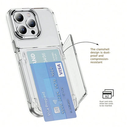 Transparent Card Holder With Flip Cover And Stand That Can Hold Photos And ID Cards Phone Case Suitable For Compatible With Iphone 17,16, 15, 14, 13, 12, 11, PRO MAX,Plus,Air