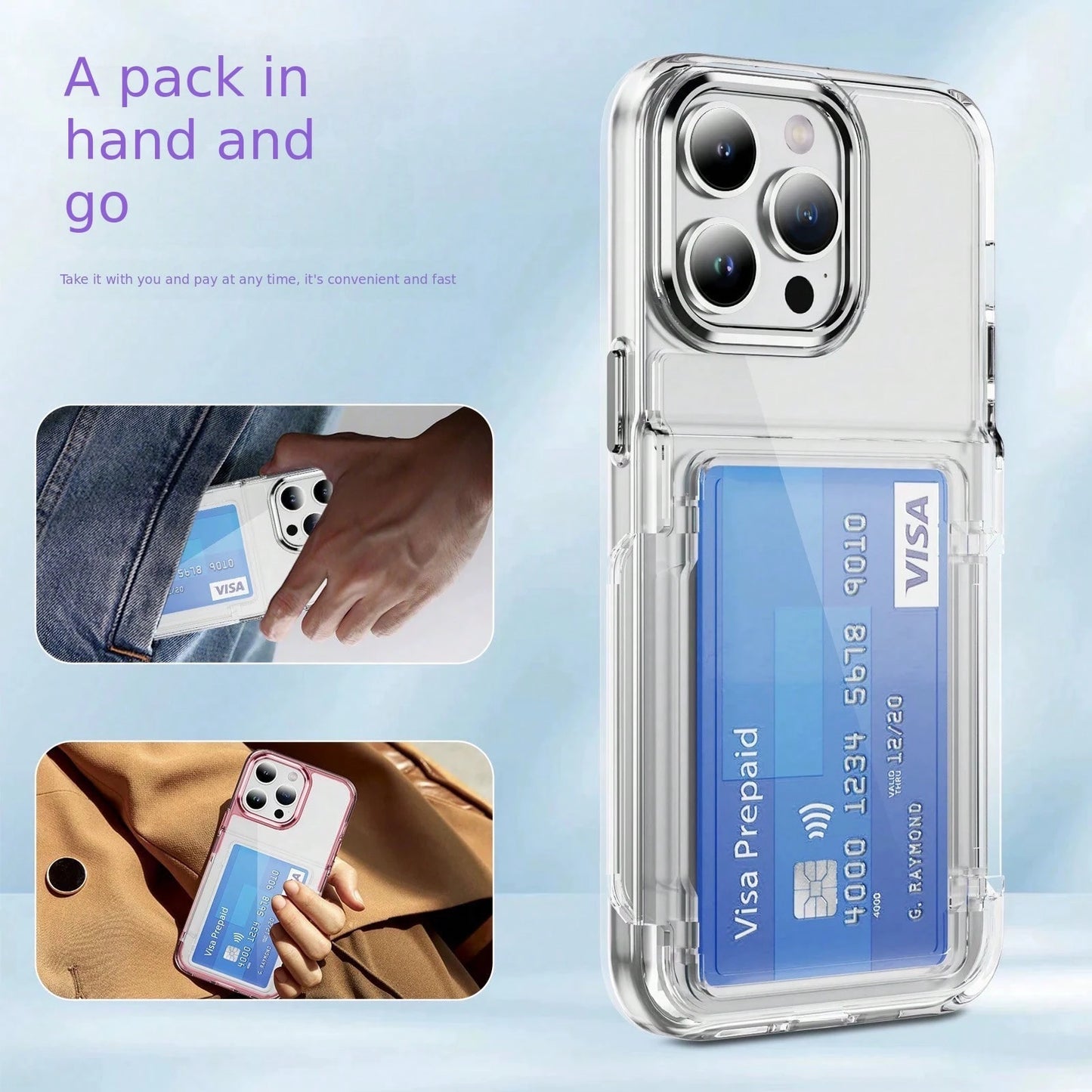 Transparent Card Holder With Flip Cover And Stand That Can Hold Photos And ID Cards Phone Case Suitable For Compatible With Iphone 17,16, 15, 14, 13, 12, 11, PRO MAX,Plus,Air