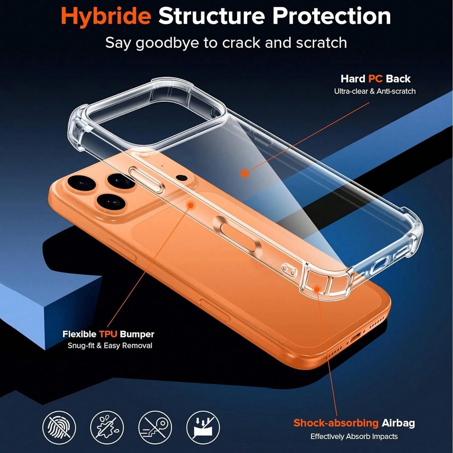 Transparent Four-Corner Anti-Drop Phone Case For IPhone 17 Pro Max 17e, High Transparency Non-Yellowing Anti-Fingerprint Soft Shell For IPhone 16 Pro Max 15 14 13 12 Mini 11 XR XS Max 7 8 Plus