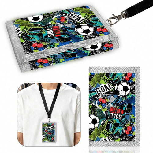 Trifold Wallet, Printed Wallet, Can Hold ID Cards, Coins, Banknotes. With Hook For Keys, With Visible Window, Can Hold Photos.
