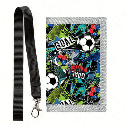 Trifold Wallet, Printed Wallet, Can Hold ID Cards, Coins, Banknotes. With Hook For Keys, With Visible Window, Can Hold Photos.