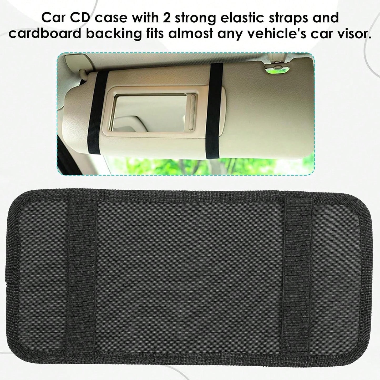 Trinkrittey Black Car CD Case Holder DVD Vehicle Visor Storage Orangizer Large Capacity CD Visor Case With 12 DVD Storage Sleeves 1 Mesh Pocket 1 Pen