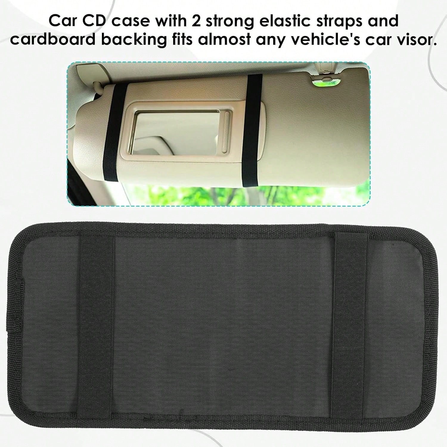 Trinkrittey Black Car CD Case Holder DVD Vehicle Visor Storage Orangizer Large Capacity CD Visor Case With 12 DVD Storage Sleeves 1 Mesh Pocket 1 Pen