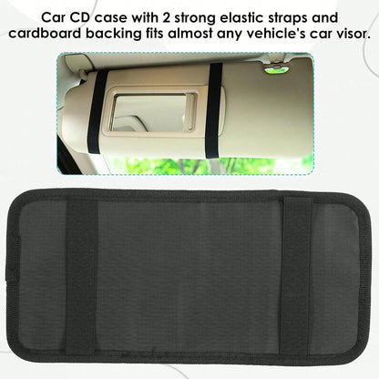 Trinkrittey Black Car CD Case Holder DVD Vehicle Visor Storage Orangizer Large Capacity CD Visor Case With 12 DVD Storage Sleeves 1 Mesh Pocket 1 Pen