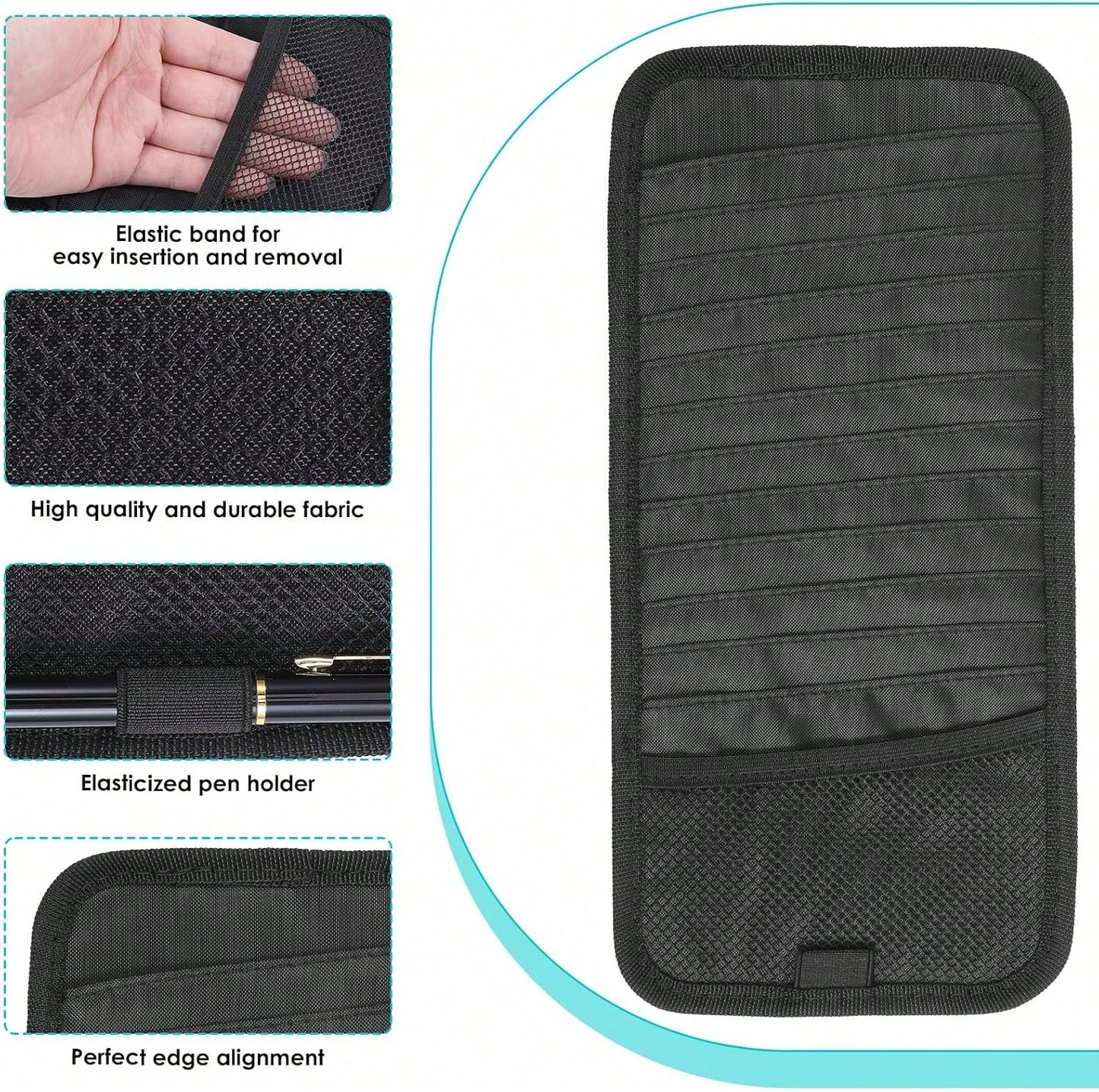 Trinkrittey Black Car CD Case Holder DVD Vehicle Visor Storage Orangizer Large Capacity CD Visor Case With 12 DVD Storage Sleeves 1 Mesh Pocket 1 Pen