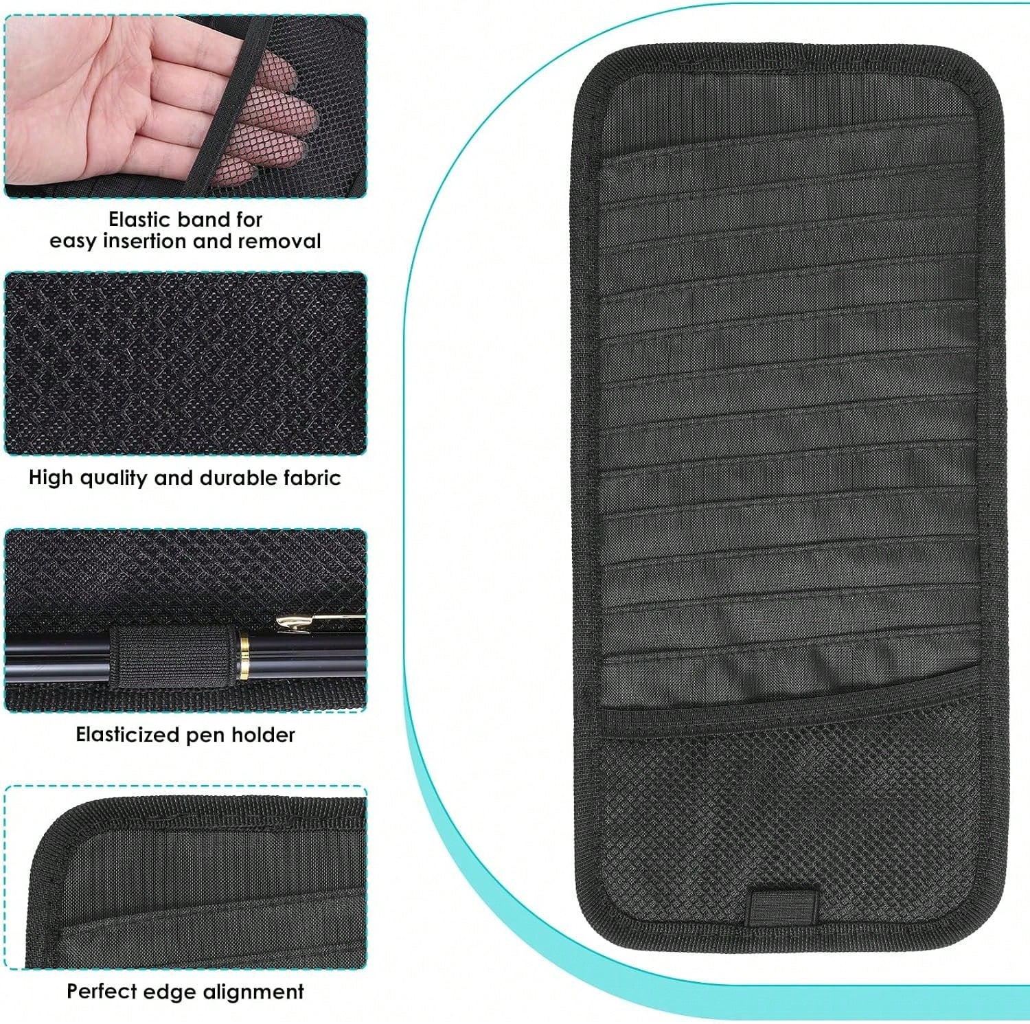 Trinkrittey Black Car CD Case Holder DVD Vehicle Visor Storage Orangizer Large Capacity CD Visor Case With 12 DVD Storage Sleeves 1 Mesh Pocket 1 Pen