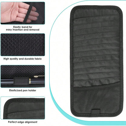 Trinkrittey Black Car CD Case Holder DVD Vehicle Visor Storage Orangizer Large Capacity CD Visor Case With 12 DVD Storage Sleeves 1 Mesh Pocket 1 Pen