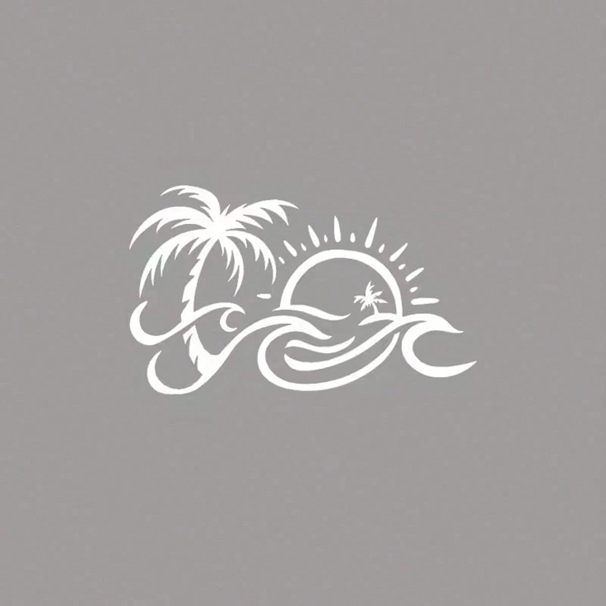 Tropical Palm Tree Ocean Sunset Graphic Car Sticker, Beach Scenery Vehicle Window Decal, Self-Adhesive Waterproof Auto Exterior Decor Accessory