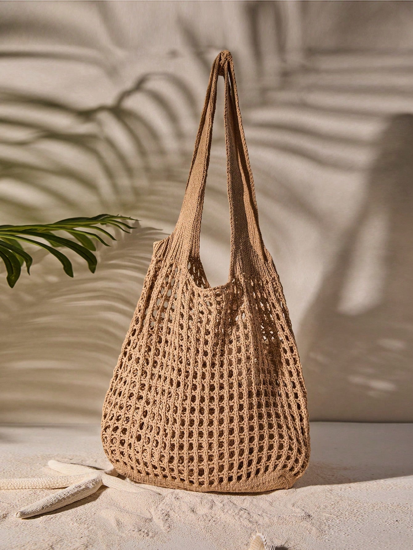 Tropiscape Lightweight Leisure Hollow Out Woven Shopping Crochet Bag For Women, Large Capacity Tote Bags For Travel, Outdoor And School. Multifunctional Kitchen Storage Mesh Bag For Beach Vacation Or