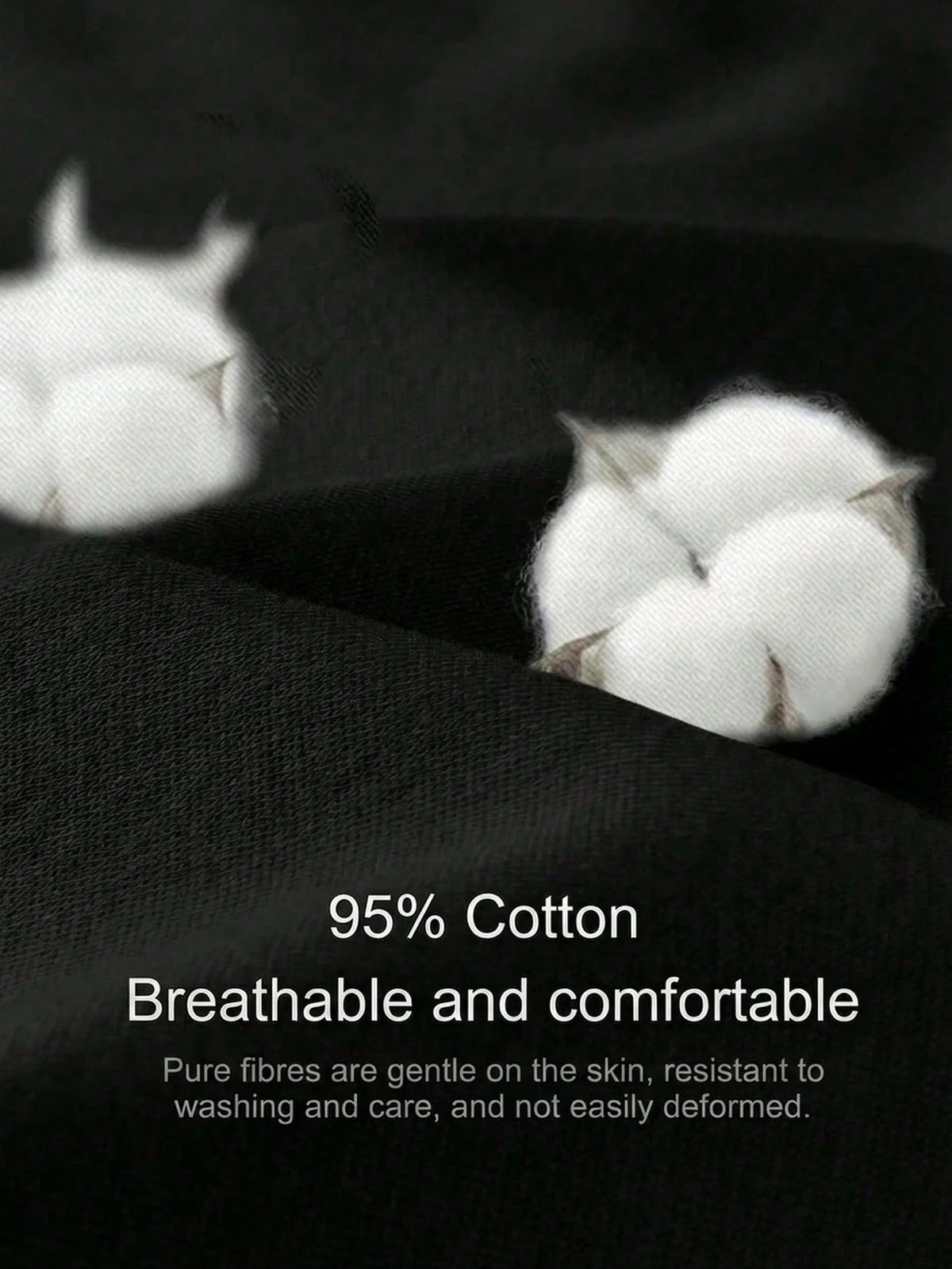 Tseoso 1pc Solid Black 95% Cotton Form Fitted T-Shirt