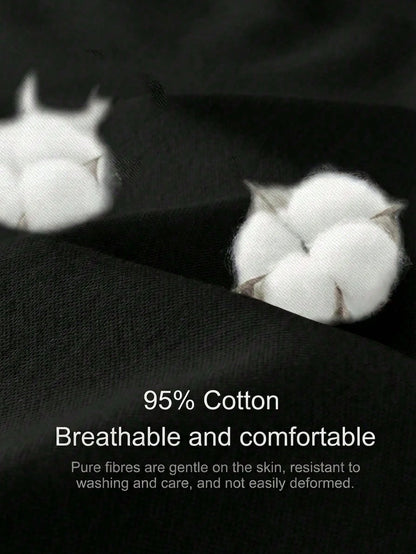 Tseoso 1pc Solid Black 95% Cotton Form Fitted T-Shirt
