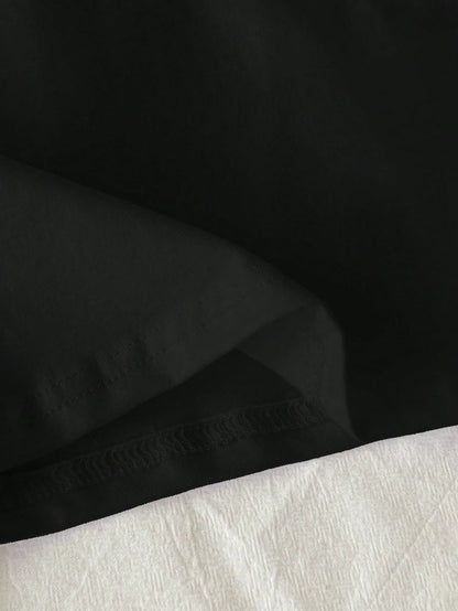 Tseoso 1pc Solid Black 95% Cotton Form Fitted T-Shirt