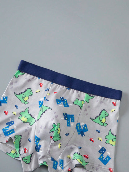 Tween Boy Cartoon Print Cute Comfortable 4-Pack Boxer Briefs