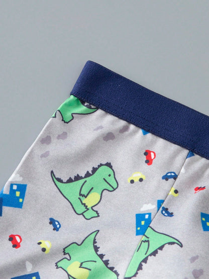 Tween Boy Cartoon Print Cute Comfortable 4-Pack Boxer Briefs