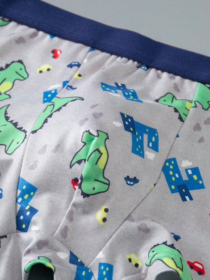 Tween Boy Cartoon Print Cute Comfortable 4-Pack Boxer Briefs
