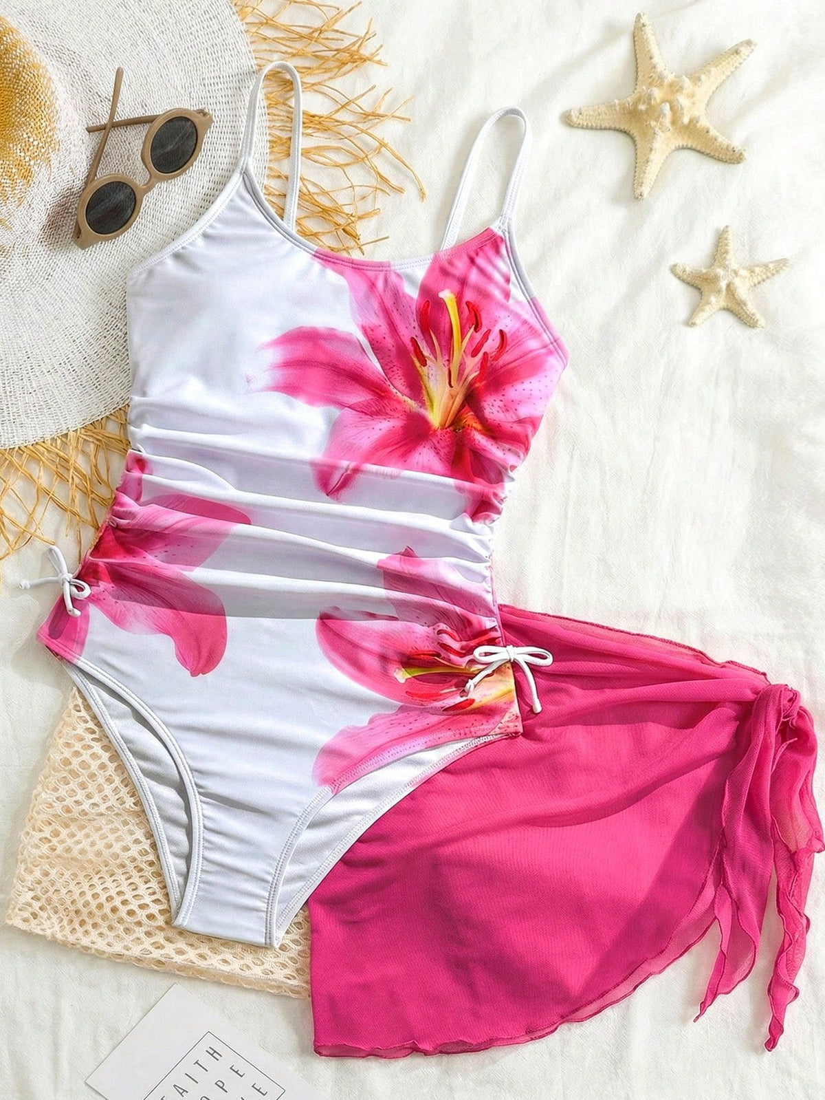 Tween Girl Floral Print Tankini Swimwear And Mini Skirt Set,Suitable For Beach Vacation,Pool Party,Outfit Outfits Cruise Girls Summer Holiday