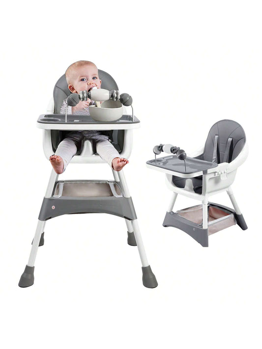 Ubravoo Baby High Chair, Height Adjustable, Convertible High/Low Chair,With Detachable Tray Seat Belt Footrest And Toy Rack,Growing From 6- 36 Months