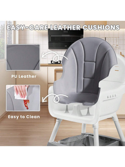 Ubravoo Baby High Chair, Height Adjustable, Convertible High/Low Chair,With Detachable Tray Seat Belt Footrest And Toy Rack,Growing From 6- 36 Months