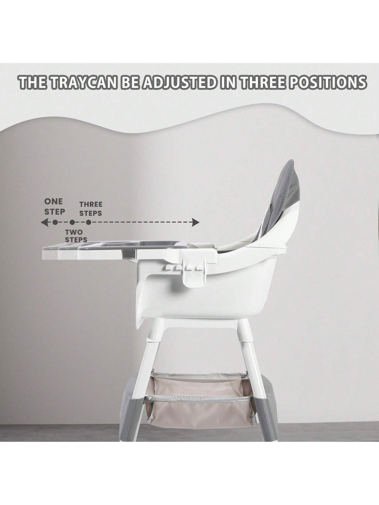 Ubravoo Baby High Chair, Height Adjustable, Convertible High/Low Chair,With Detachable Tray Seat Belt Footrest And Toy Rack,Growing From 6- 36 Months