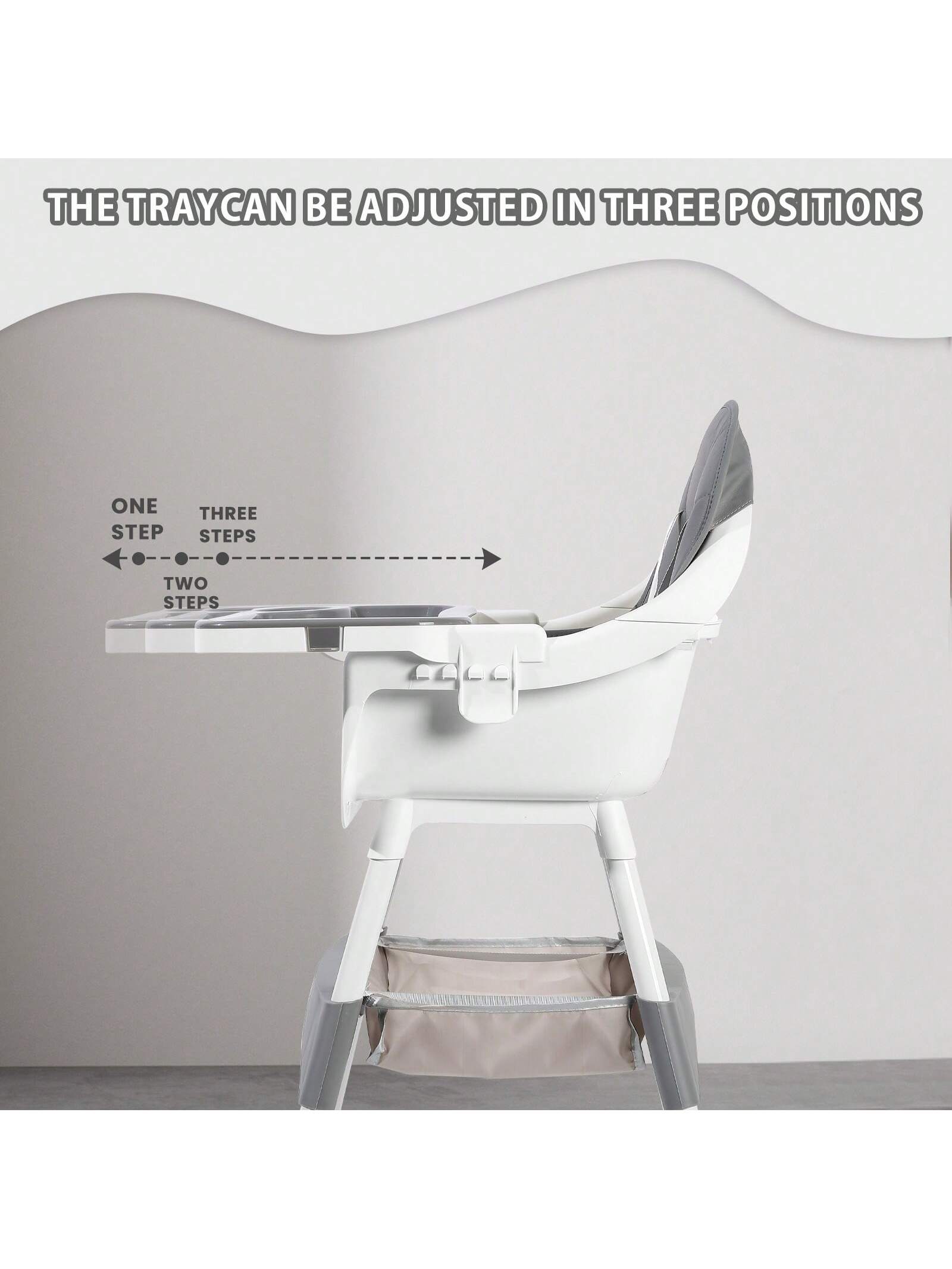 Ubravoo Baby High Chair, Height Adjustable, Convertible High/Low Chair,With Detachable Tray Seat Belt Footrest And Toy Rack,Growing From 6- 36 Months