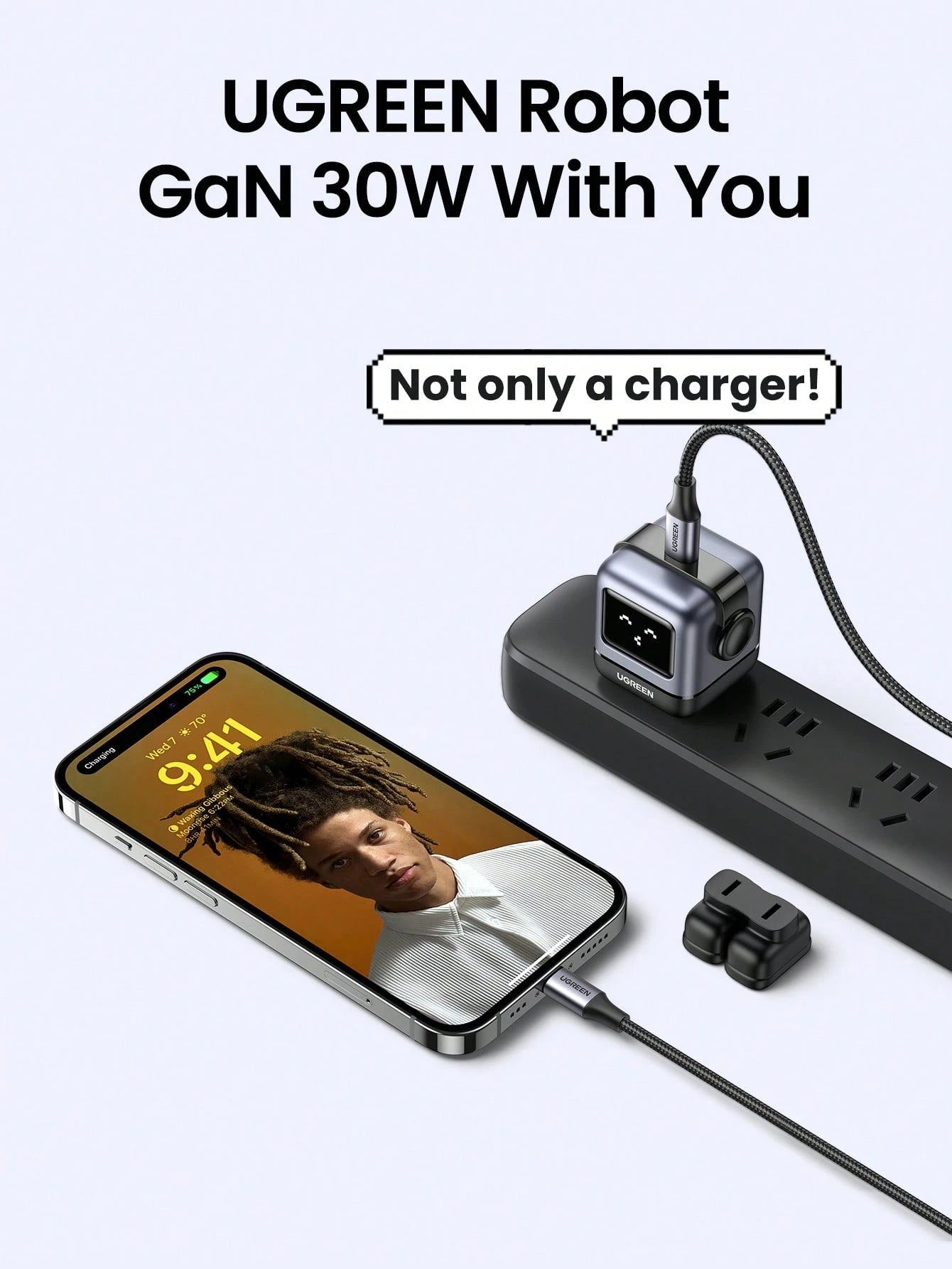 UGREEN RG 30W PD USB C Fast Robot GaN Charger Nexode Power Adapter Compatible With IPhone 16/15 Pro Max Galaxy S25 S24 S23 S22 Xiao Mi Suitable For Travel, Office, Dorm, And Home Nan