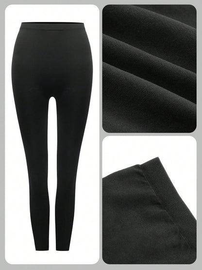 Ultra Soft, High Stretch, Lightweight Cold-Proof Leggings Casual Black Spring