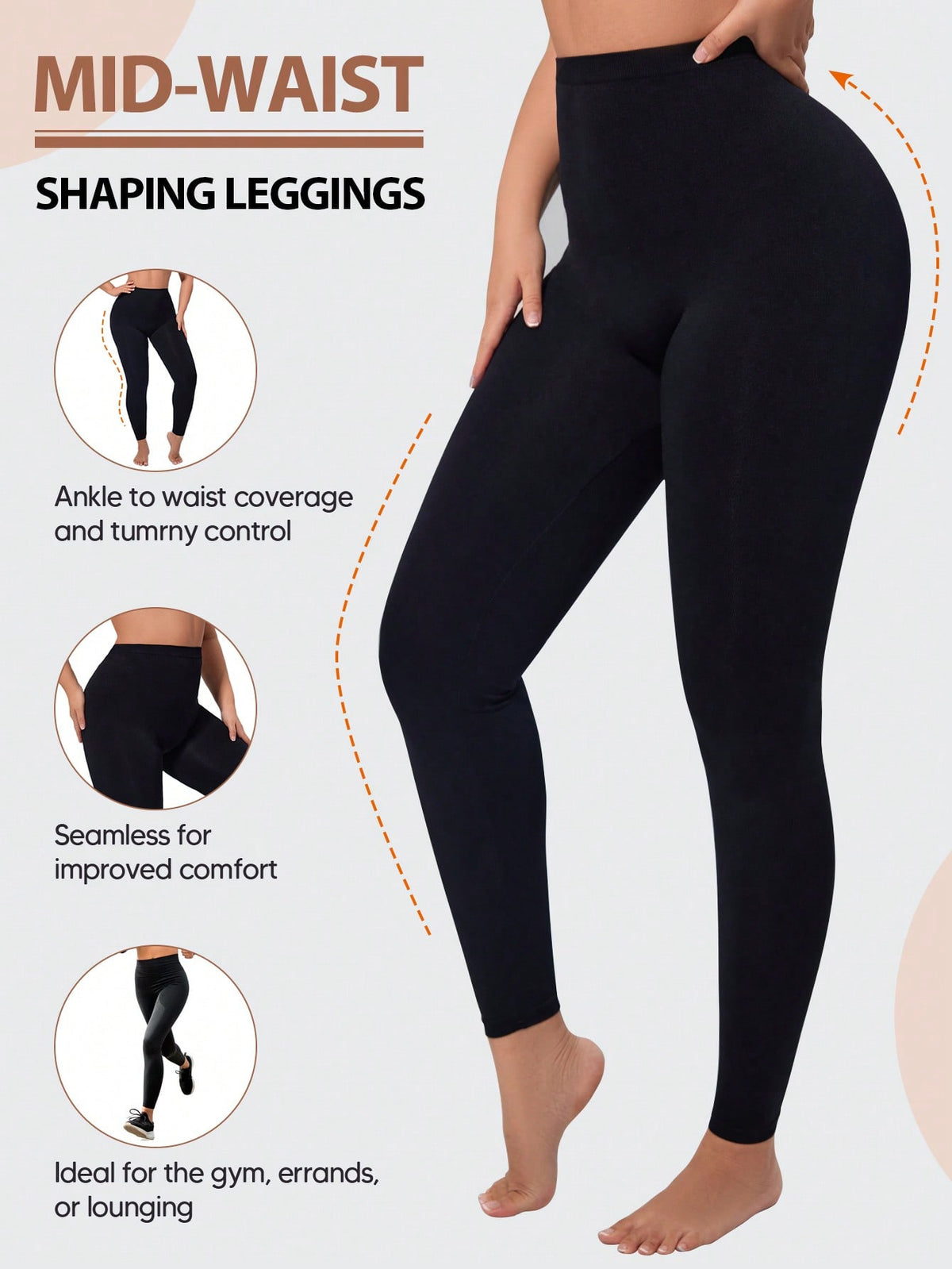 Ultra Soft, High Stretch, Lightweight Cold-Proof Leggings Casual Black Spring