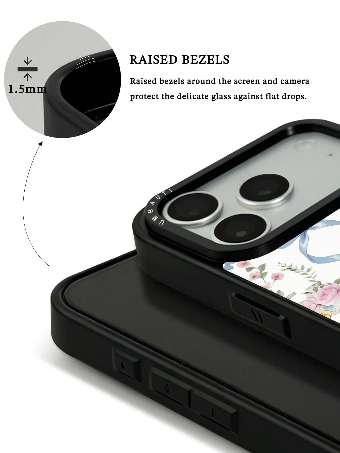 UMBAUTY 1pc Bow & Pink Rose Pattern Design, Phone 17 Pro Max Phone Case, Compatible With Phone 16 Pro Max, 15 Pro Max, 14 Pro Max, Korean-Style High-End Fashion & Fun Phone Case, Compatible With 11/12