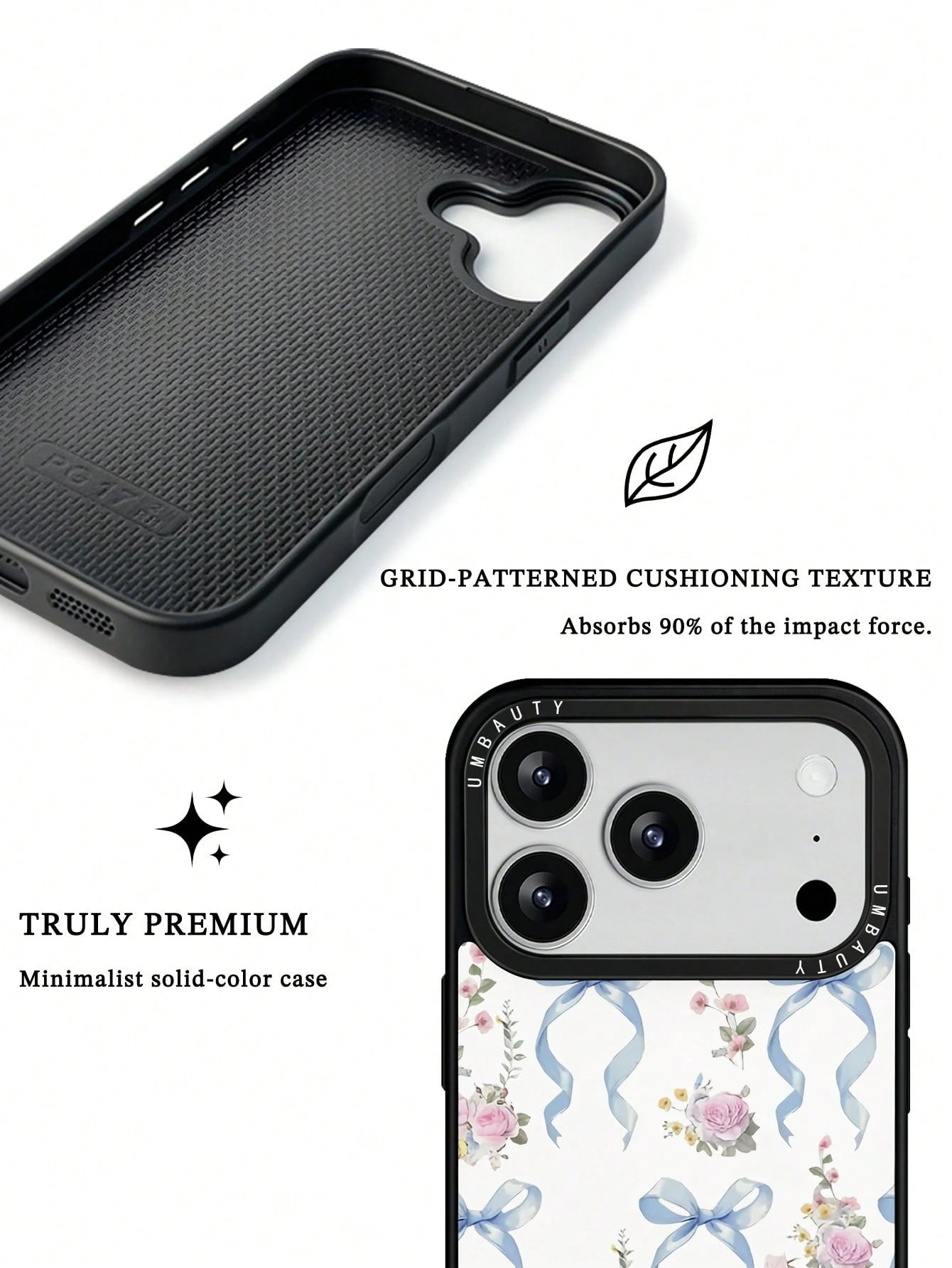 UMBAUTY 1pc Bow & Pink Rose Pattern Design, Phone 17 Pro Max Phone Case, Compatible With Phone 16 Pro Max, 15 Pro Max, 14 Pro Max, Korean-Style High-End Fashion & Fun Phone Case, Compatible With 11/12