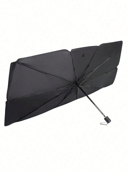 Umbrella-Shaped Car Front Windshield Sun Shade, UV Protection, Foldable Heat Insulation Board, 140*80cm
