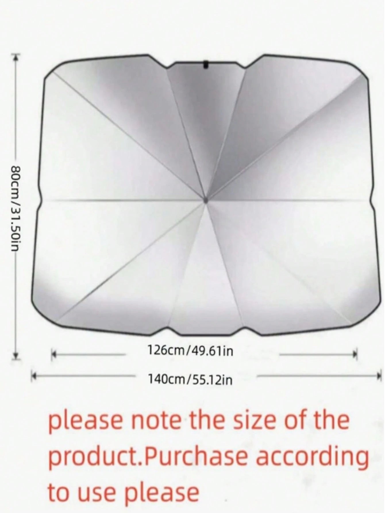 Umbrella-Shaped Car Front Windshield Sun Shade, UV Protection, Foldable Heat Insulation Board, 140*80cm