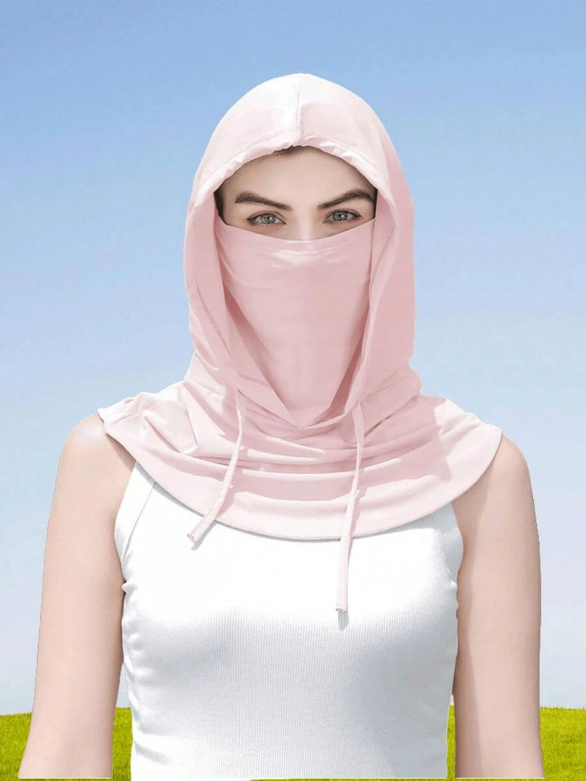 Unisex Ice Silk Thermal Balaclava, Full UV Protection, Suitable For Cycling- Breathable Seamless, Adjustable Drawstring Neck, With Ear Covers, Suitable For Cycling, Motorcycle, Fishing And Other Outd