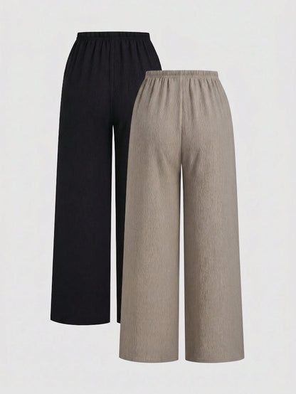 Unity Y2K Casual Vacation Versatile Collegiate Textured Wide Leg Pants