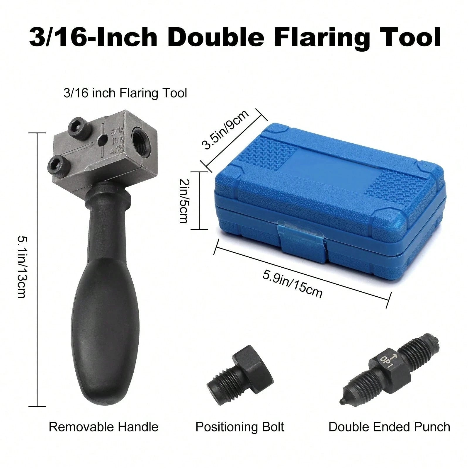 Universal Car Brake Line Flaring Tool Kit, 3/16 Inch Universal Automotive Brake Pipe Flaring Tools Kit, Handheld Double Flare Tool For Brakes Lines, For Tubing, Brake Fuel Line Repair For Cars, Trucks