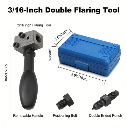 Universal Car Brake Line Flaring Tool Kit, 3/16 Inch Universal Automotive Brake Pipe Flaring Tools Kit, Handheld Double Flare Tool For Brakes Lines, For Tubing, Brake Fuel Line Repair For Cars, Trucks