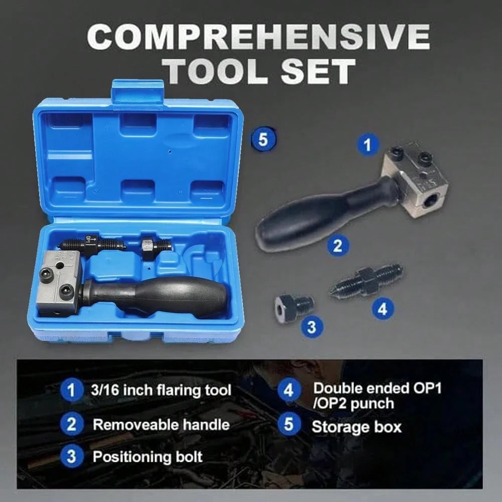 Universal Car Brake Line Flaring Tool Kit, 3/16 Inch Universal Automotive Brake Pipe Flaring Tools Kit, Handheld Double Flare Tool For Brakes Lines, For Tubing, Brake Fuel Line Repair For Cars, Trucks