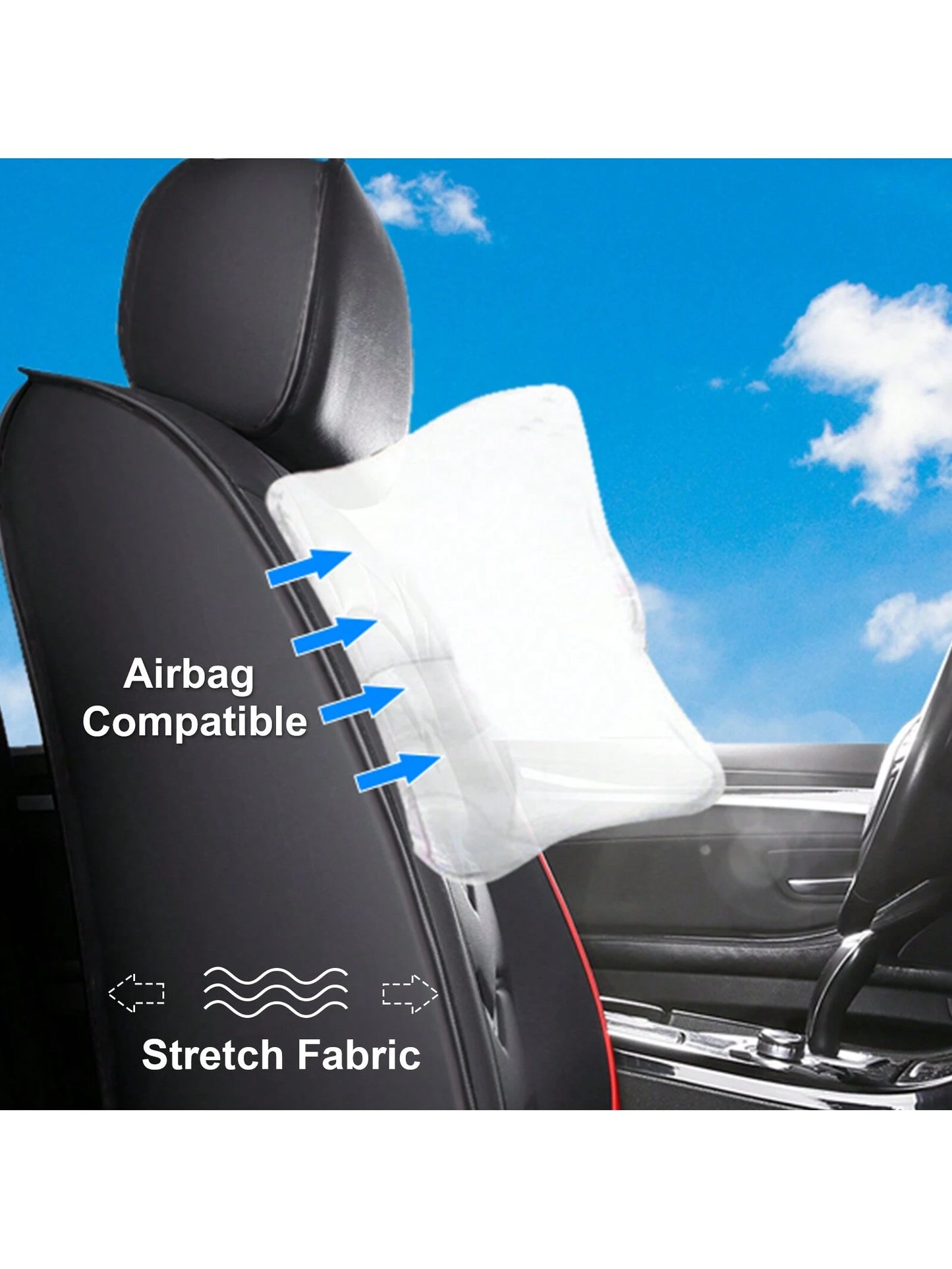 Universal Car Seat Covers Full Set PU Leather 5 Seats Front Rear Seat Cushion Waterproof Breathable Automotive Seat Protectors Airbag Compatible Easy To Install Fit For Most Cars Sedans SUVs Hatchback