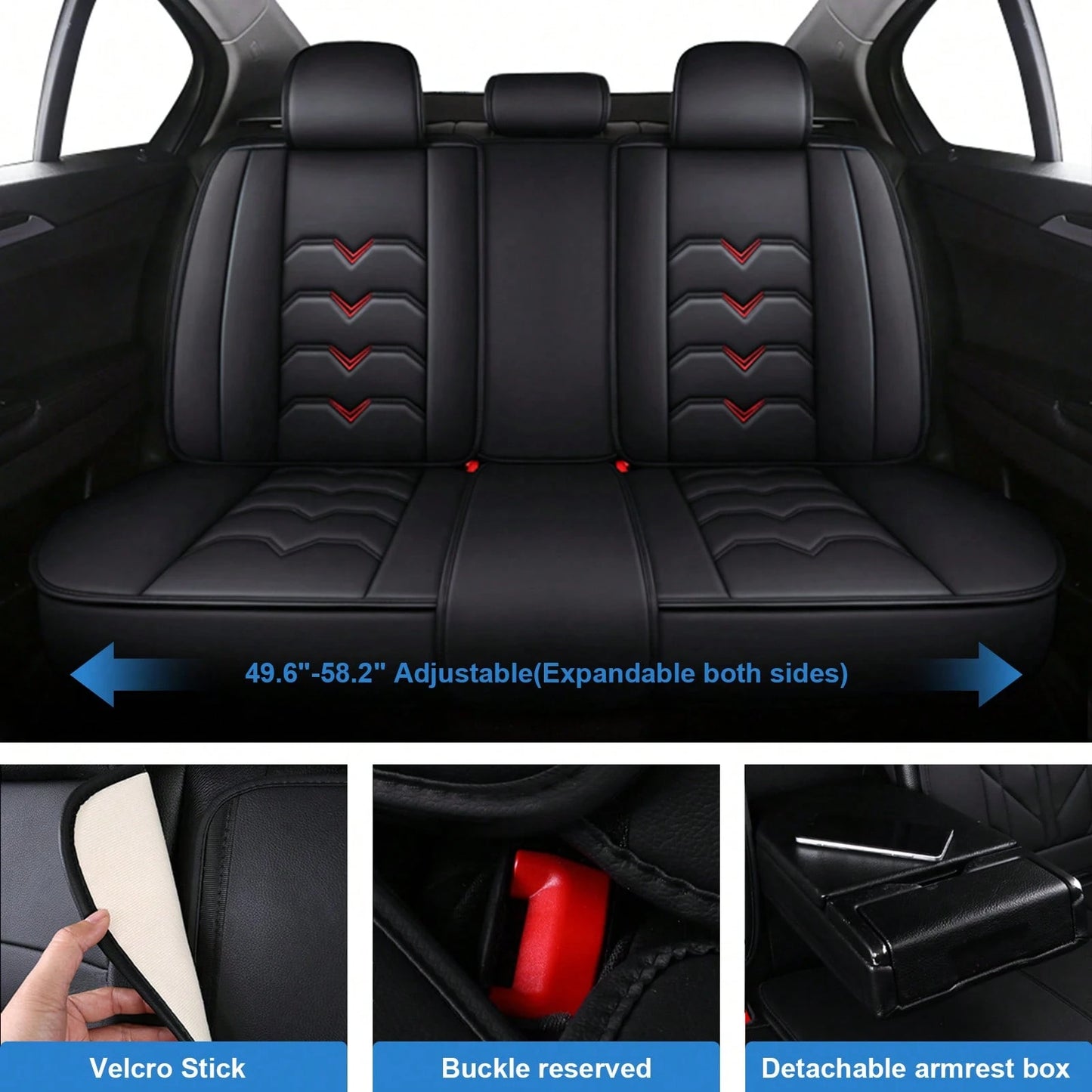 Universal Car Seat Covers Full Set PU Leather 5 Seats Front Rear Seat Cushion Waterproof Breathable Automotive Seat Protectors Airbag Compatible Easy To Install Fit For Most Cars Sedans SUVs Hatchback