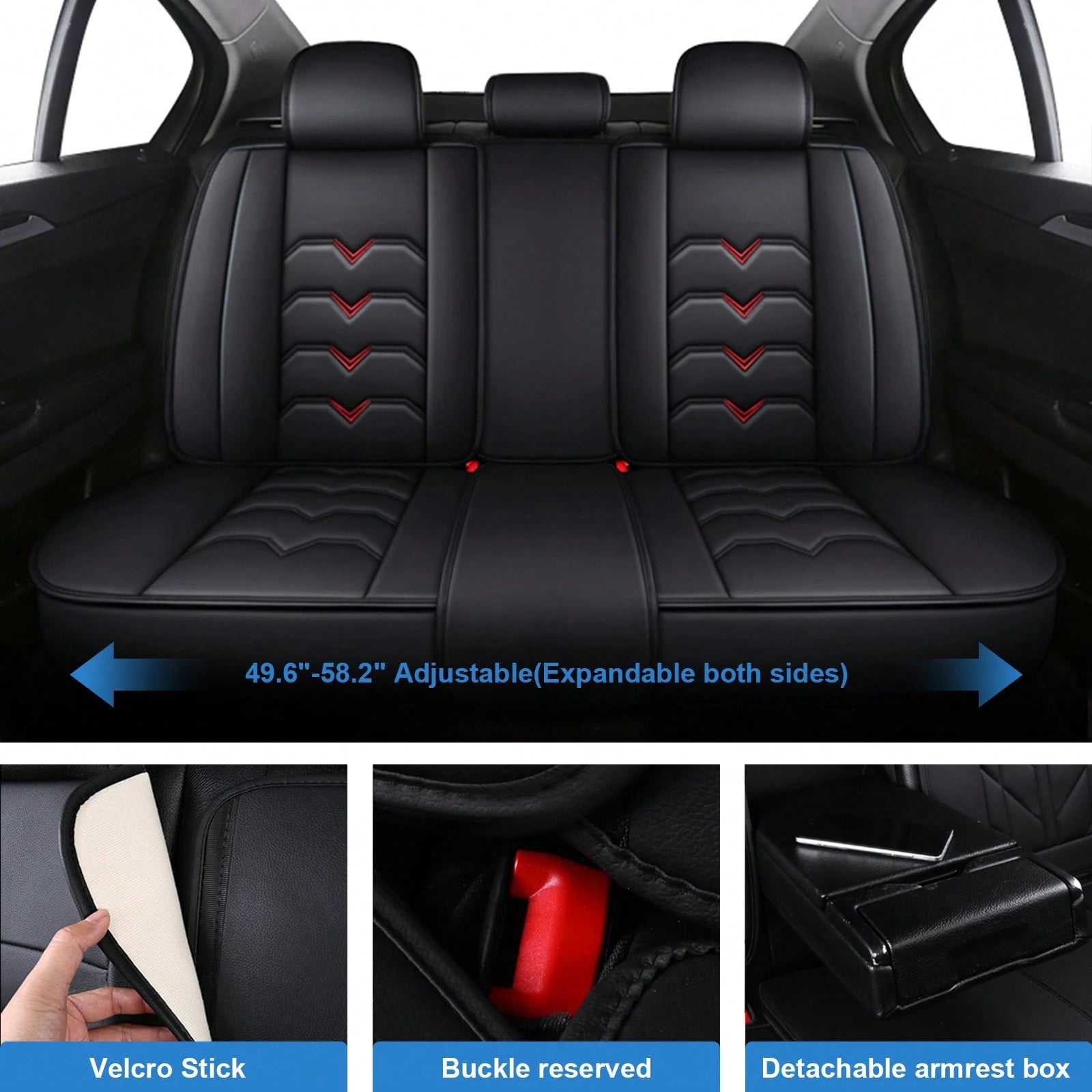 Universal Car Seat Covers Full Set PU Leather 5 Seats Front Rear Seat Cushion Waterproof Breathable Automotive Seat Protectors Airbag Compatible Easy To Install Fit For Most Cars Sedans SUVs Hatchback