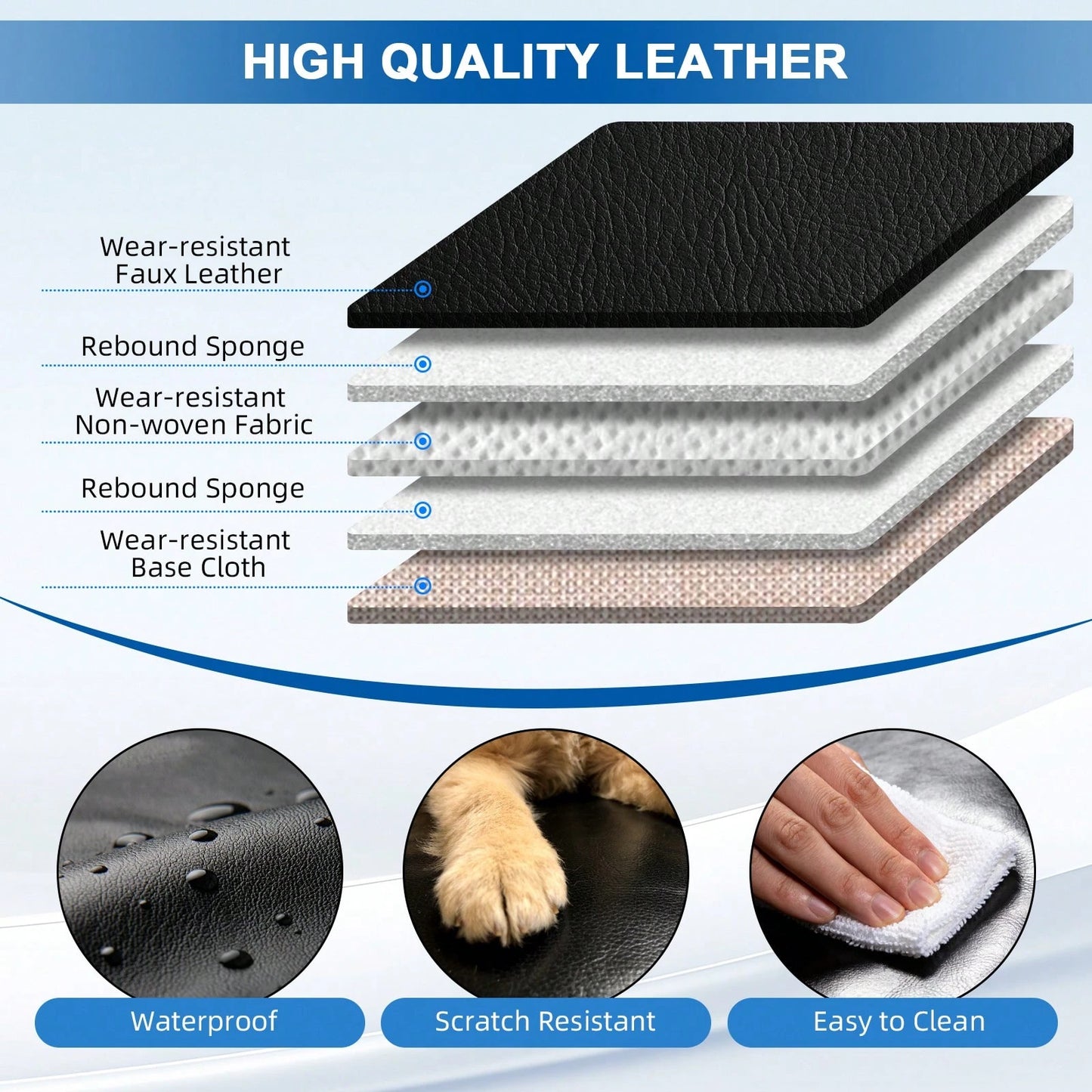 Universal Car Seat Covers Full Set PU Leather 5 Seats Front Rear Seat Cushion Waterproof Breathable Automotive Seat Protectors Airbag Compatible Easy To Install Fit For Most Cars Sedans SUVs Hatchback