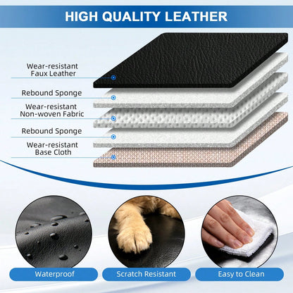 Universal Car Seat Covers Full Set PU Leather 5 Seats Front Rear Seat Cushion Waterproof Breathable Automotive Seat Protectors Airbag Compatible Easy To Install Fit For Most Cars Sedans SUVs Hatchback
