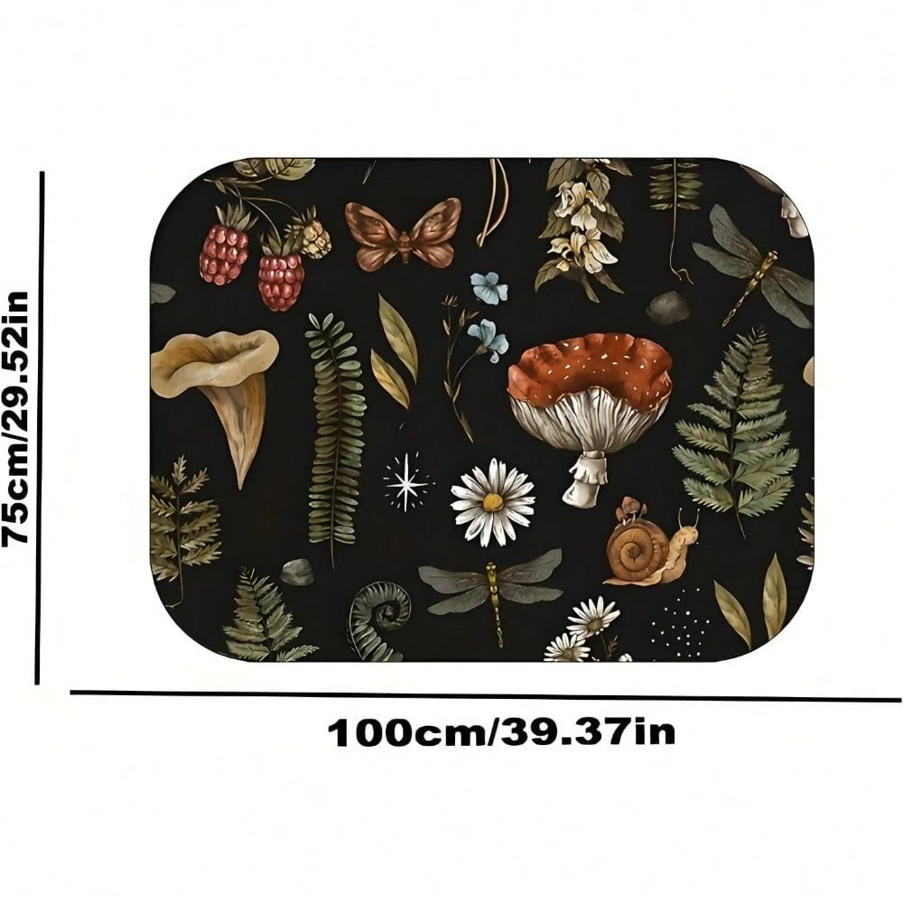 Universal Car Trunk Mat 29" X 39", Mushroom And Leaves All Weather Trunk Protection Cargo Liner, Durable Cargo Mat Rear Trunk Liner, Stylish Vehicle Interior Accessories Suitable For Most Car Models