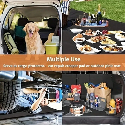 Universal Car Trunk Mat 29" X 39", Mushroom And Leaves All Weather Trunk Protection Cargo Liner, Durable Cargo Mat Rear Trunk Liner, Stylish Vehicle Interior Accessories Suitable For Most Car Models