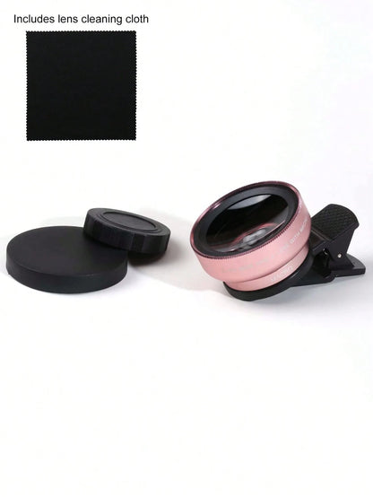 Universal Clip Camera Lens Kit- 0.45X Super Wide Angle & Macro 2-In-1 Lens With Lens Cloth Compatible With Iphone Android Phone For Summer Vacation, Travel, Creative Photography Phone Accessories, Ph