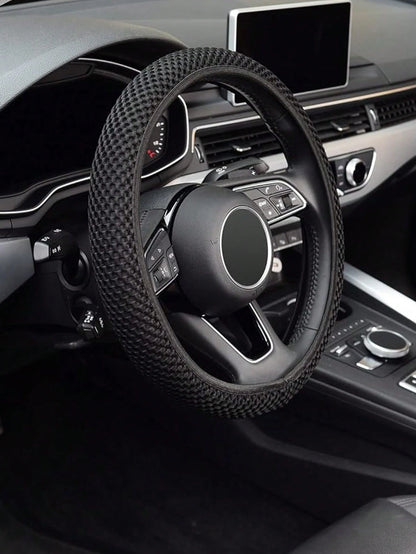 Universal Ice Silk Mesh Steering Wheel Cover With 3D Massage Grip, Breathable & Anti-Slip For All Seasons,Elastic Steering Wheel Cover, Warm In Winter And Cool In Summer(Fits 15 Inch/ 38cm Wheels),St
