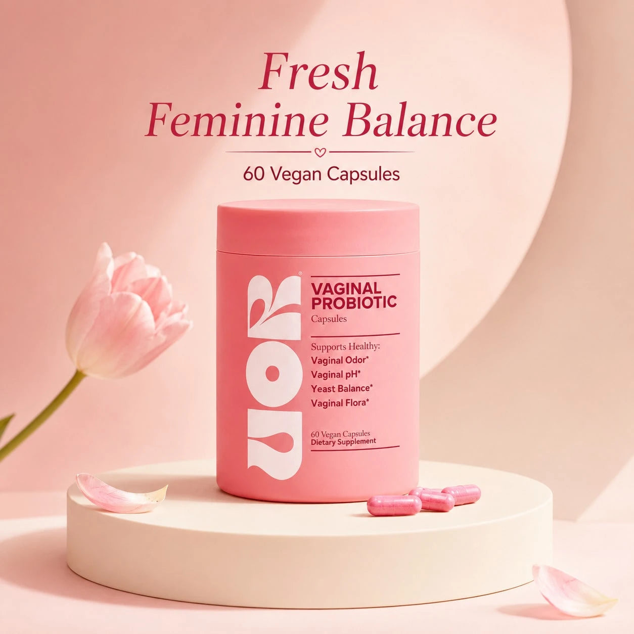 UOR Vaginal Probiotics For Women PH Balance With Prebiotics & Lactobacillus – Vaginal Health Supplement – Support Healthy Vaginal Odor & Flora, 60 Count (Pack Of 1), 1 Month Supply