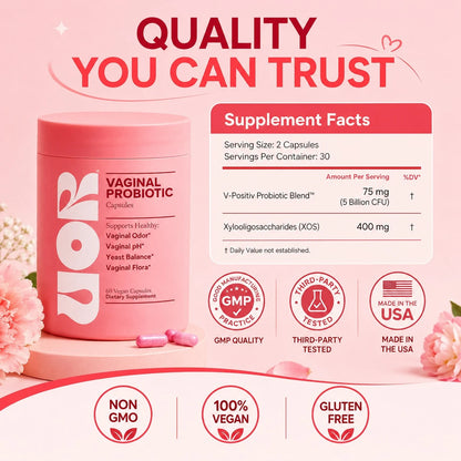 UOR Vaginal Probiotics For Women PH Balance With Prebiotics & Lactobacillus – Vaginal Health Supplement – Support Healthy Vaginal Odor & Flora, 60 Count (Pack Of 1), 1 Month Supply